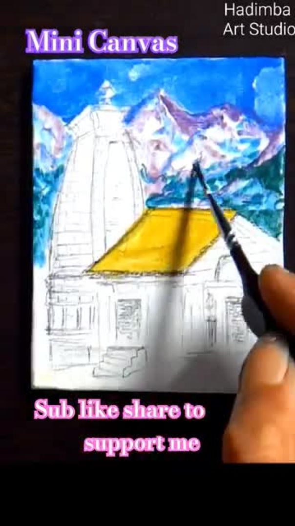 Mini Kedarnath  painting#shortvideo #paintingtechniques