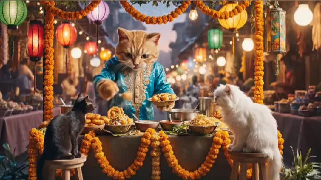 ⁣Cat enjoy yummy food