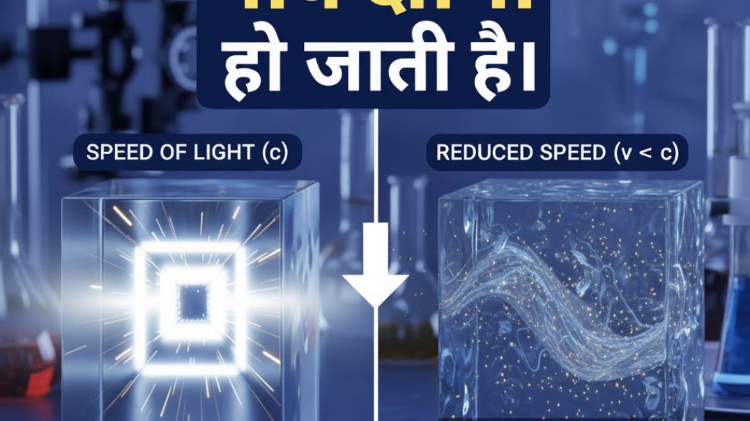 ⁣जब प्रकाश किसी माध्यम से ✴️गुज़रता है, तो उसकी गति थोड़ी😯😯 धीमी हो जाती है।