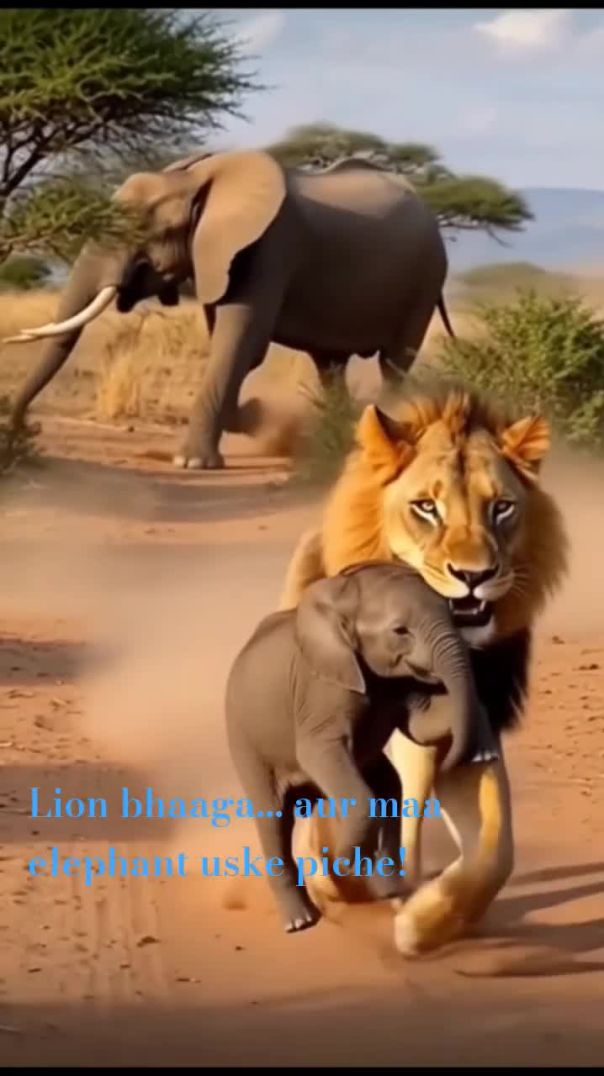 Lion vs Elephant Baby_ Unexpected Jungle Moment!#shorts
