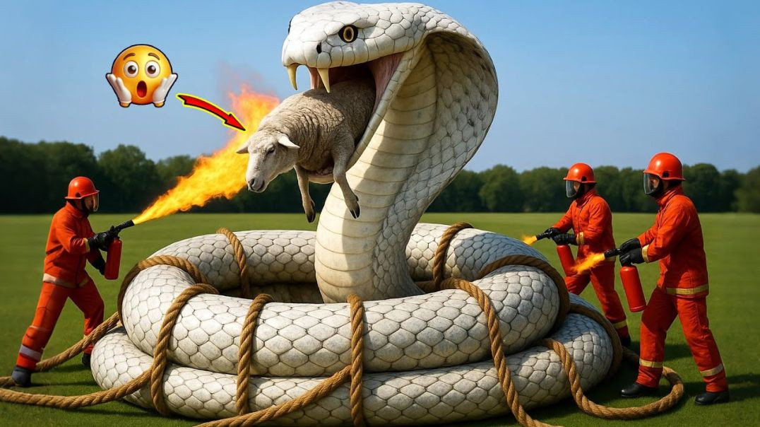 ⁣Heroic Rescue Team Saves Innocent Sheep from GIANT King Cobra Attack 🐍