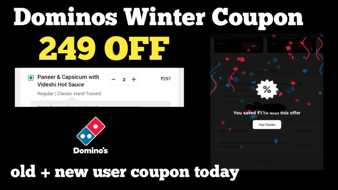 Dominos Winter Coupon || dominos coupon code today || Domino's Pizza Offer
