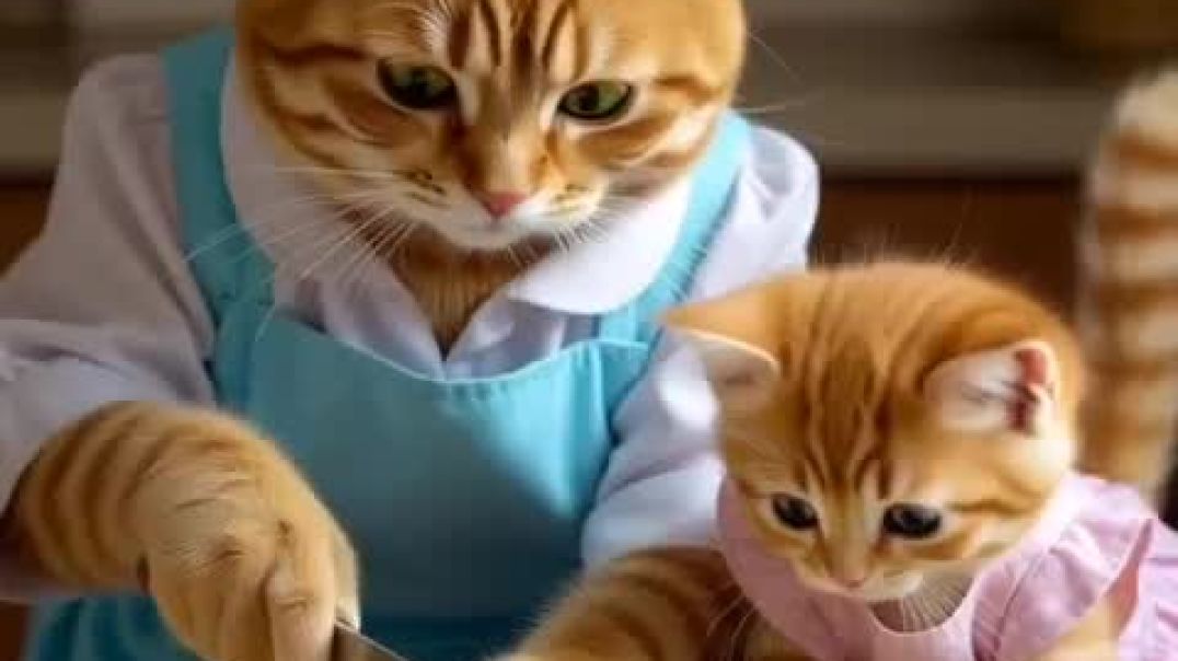 Mama cat trims fur on the farm