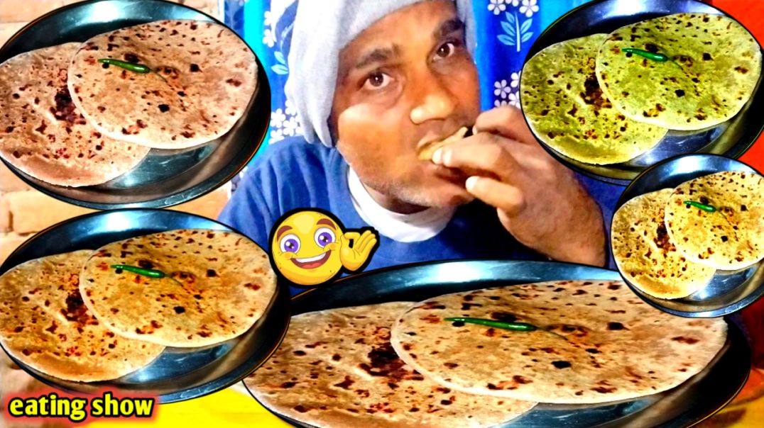 ⁣Aloo paratha asmr eating show || Aloo paratha eating show recipe #ramadhareating #asmreating #recipe