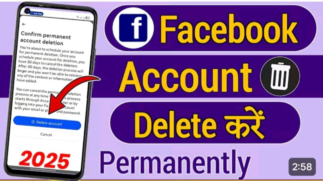 ⁣Facebook account delete kaise karen