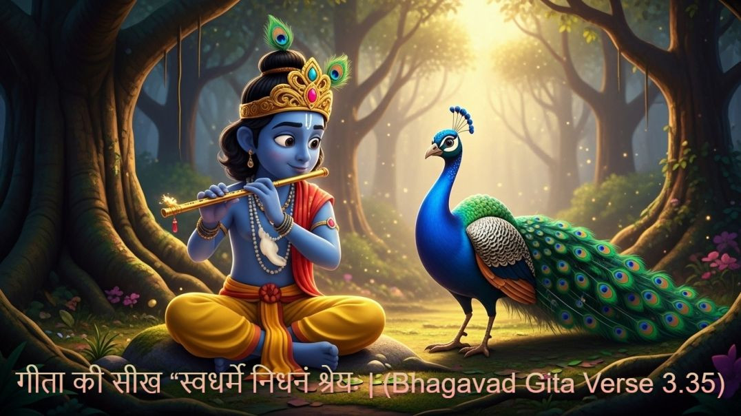 ⁣कृष्ण और मोर की सीख- गीता का संदेश | Krishna’s Lesson to the Peacock- A Tale from Bhagwat Gita