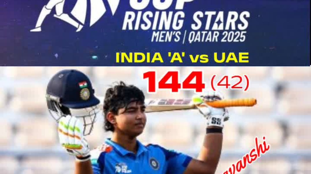 ⁣V Suryavanshi 144 Runs vs UAE in ACC Rising Star -2025