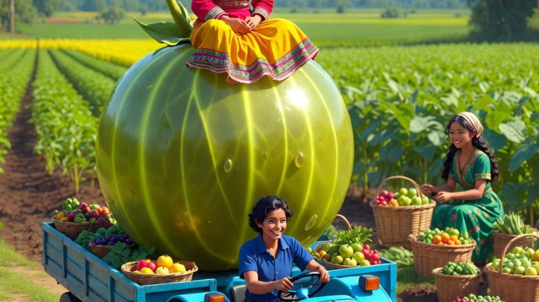 ⁣Miniature Star Gooseberry Shake | Tiny Punjabi Women Make Giant Fruit Juice | Hyper-Realistic Art #[