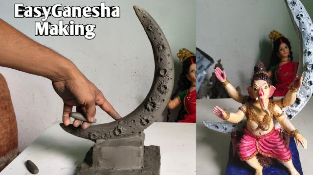 ⁣✨ चांद पर गणेश जी की मूर्ति बनाना सीखें | Ganesha on Moon Idol Making | Easy Ganesh Murti Making