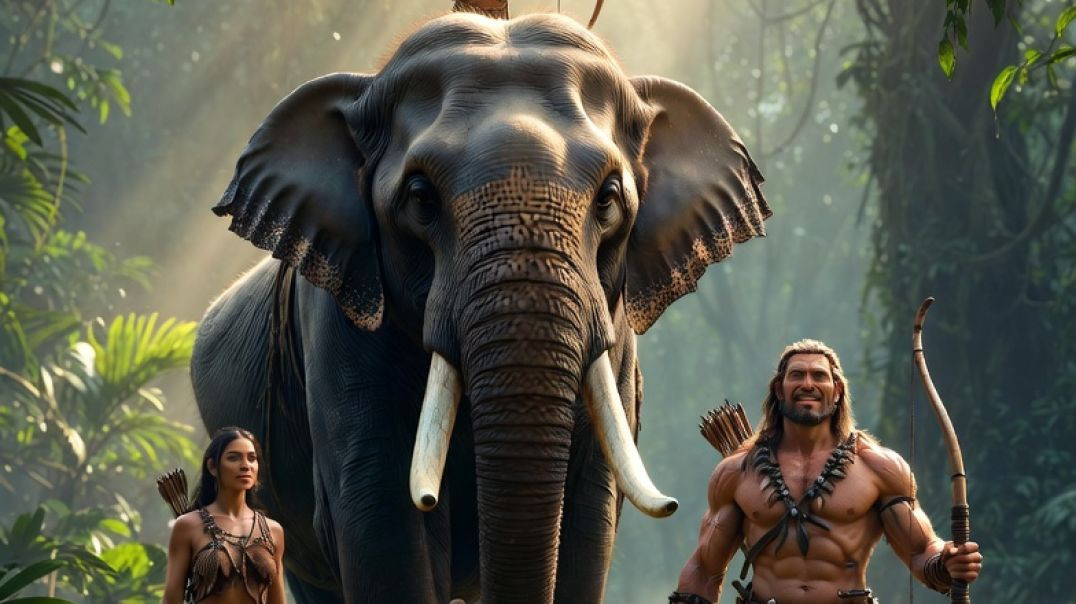 ⁣आदिमानव परिवार की जंगल में सर्वाइवल यात्रा | शेर, कीचड़ और शिकार की कहानी”