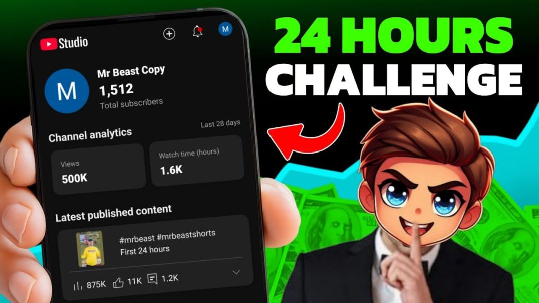 ⁣YouTube 24 HOURS Challenge ( Shoking Result ) How To Grow Shorts Channel From 0 Subscribers