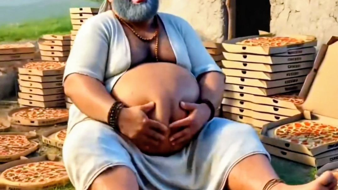 ⁣किसान ने खाया ढेर सारे पिज्जा🥯