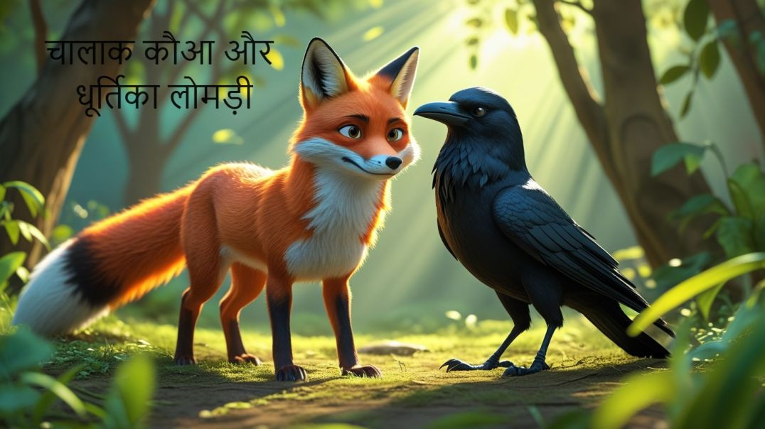 ⁣चालाक कौआ और धूर्तिका लोमड़ी