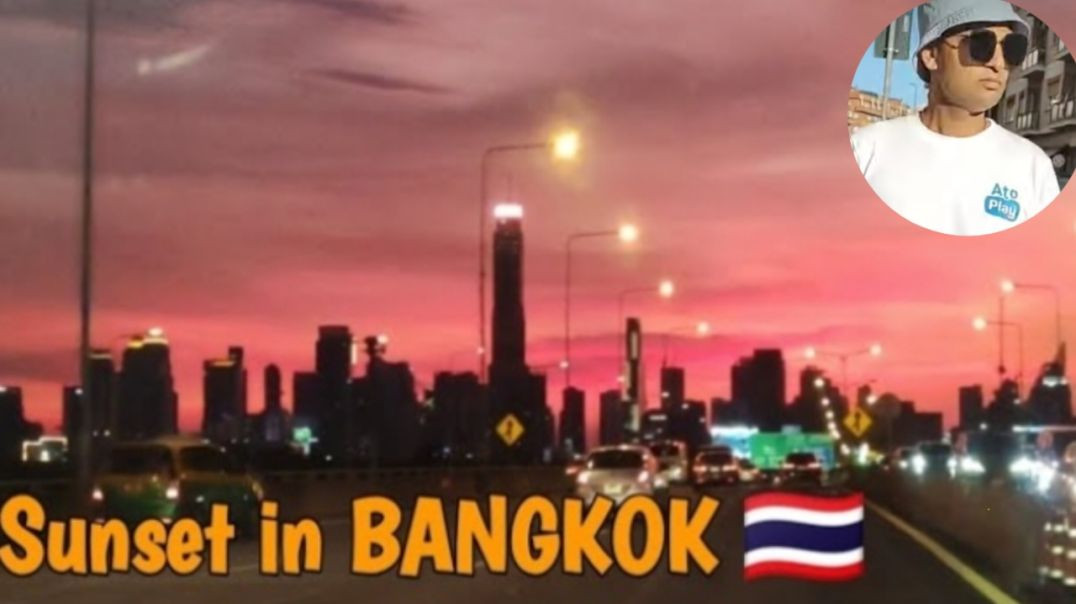 ⁣Sunset view in Bangkok Thailand