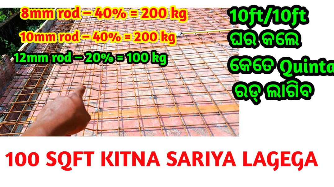 ⁣100 square feet me kitna sariya lagega
