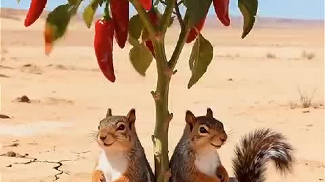 ⁣Squirrel_watered_the_red_chilli_plant_and_saved_it_from_drying_up_😭_#ai_#tree_#save_#watering(480p)