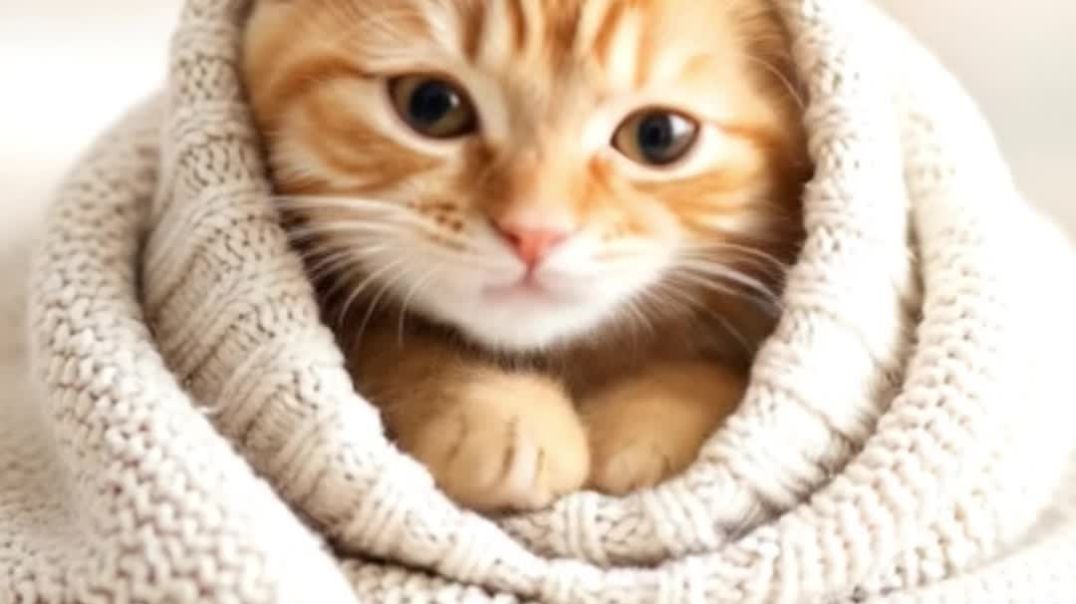 ⁣Cute Cat wrapped in a comfy blanket #trending #cute #blanket