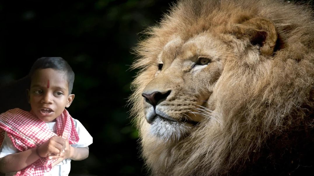 ⁣Little child try sing