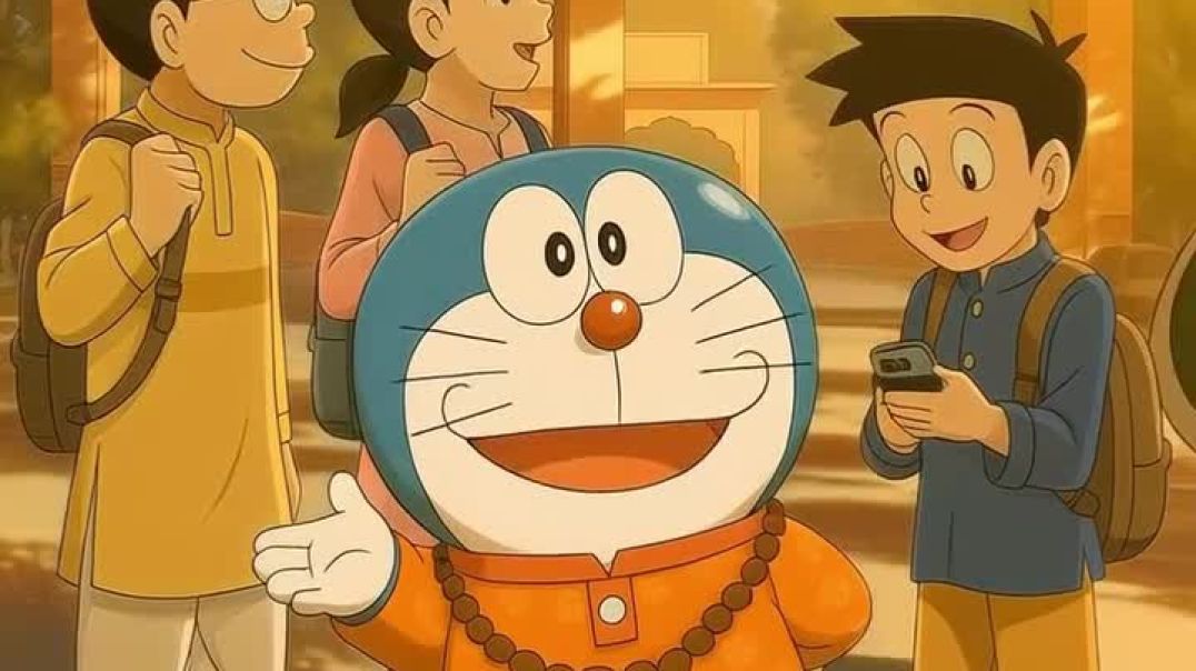 ⁣Doraemon Nobita Premanand Ji Maharaj ke darshan karne pahunche
