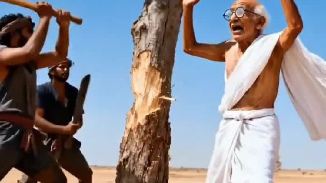⁣Gandhiji plants a pear tree in the desert😭
