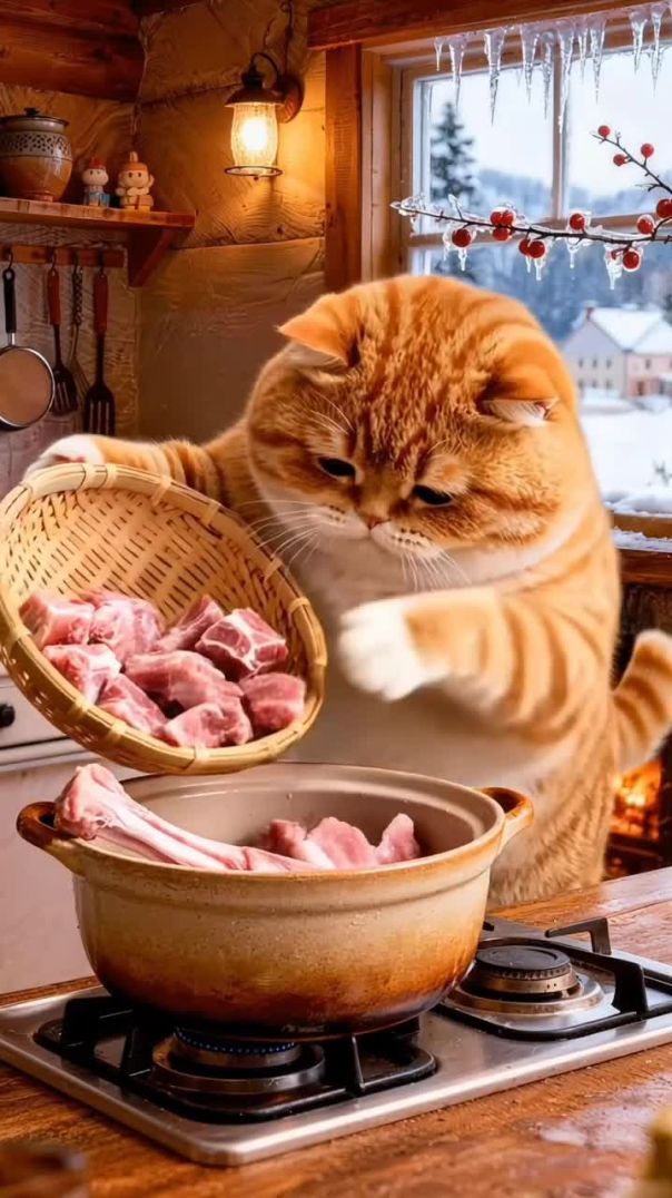 Cat cartoon chef 😍