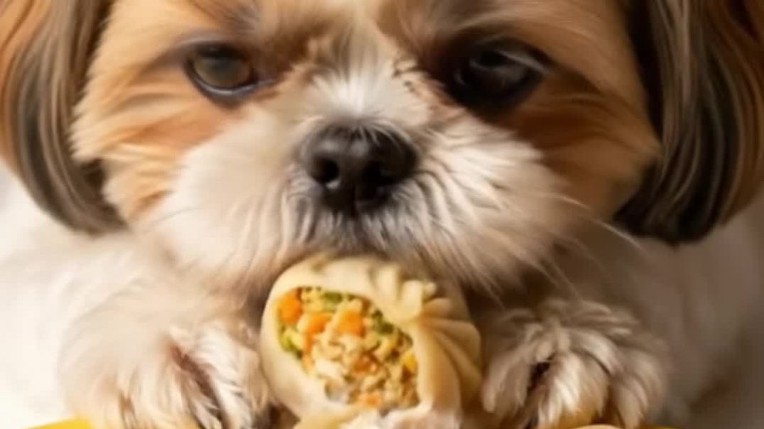⁣Dog eating the momos #trending #dog #momos