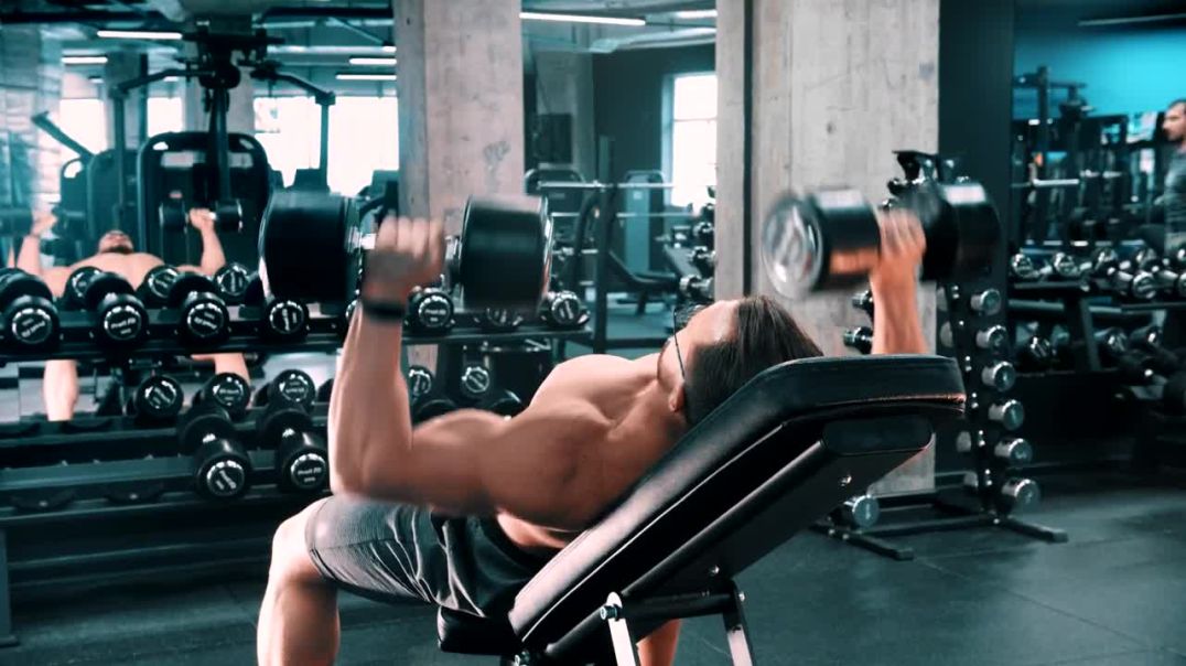 ⁣male-bodybuilder-doing-chest-exercises-with-dumbbells hd-ready