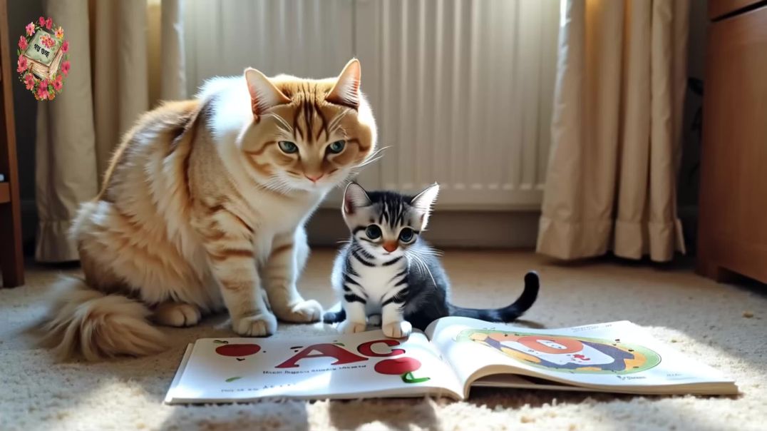 মা বিড়াল ও বাচ্চার শিক্ষার মুহূর্ত