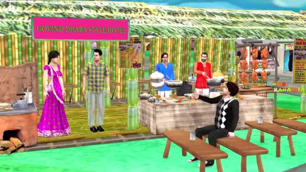 ⁣Mutton Curry Puri Nashta Eating Early Morning Breakfast Street Food Hindi Kahaniya Moral Story|Offic