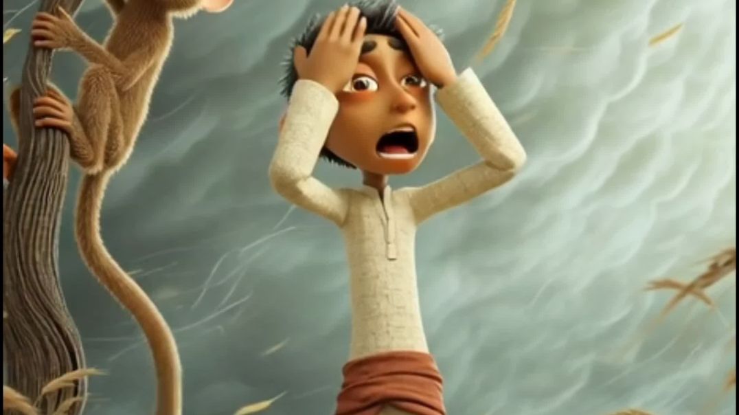 ⁣A farmar very sad 😭 and monkey 🐒 dara tha tufan aa gaya or sab fashal barbad kar diya.