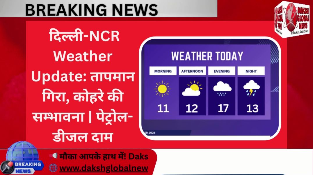 ⁣दिल्ली-NCR Weather Update तापमान गिरा, कोहरे की सम्भावना  पेट्रोल-डीजल दाम