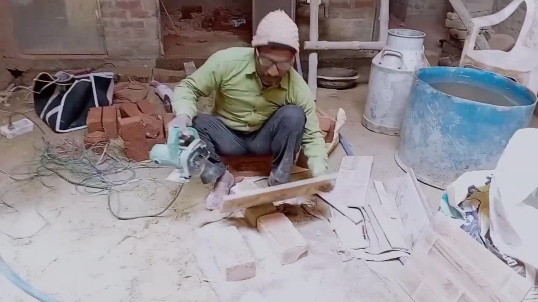 ⁣kitchen me pathar kaiselagaekitchen me tile kaise lagae kitchen ko kaise sajae part-2 #construction