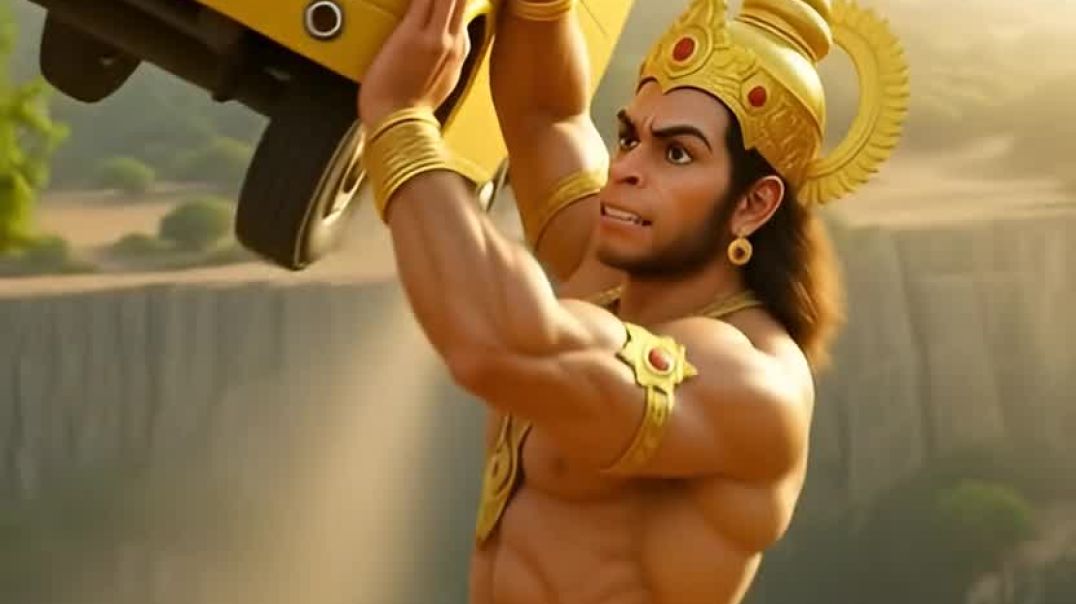 ⁣हनुमान जी ने बच्चों की बस को गिरने से बचायाIIJai Shree Ram#shorts#hanuman#bajrangbali