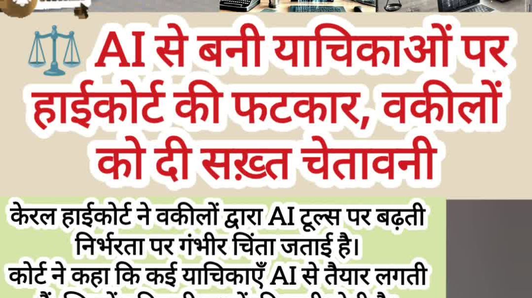 ⁣AI से बनी याचिकाओं पर केरल हाईकोर्ट नाराज़ | वकीलों को सख़्त संदेश