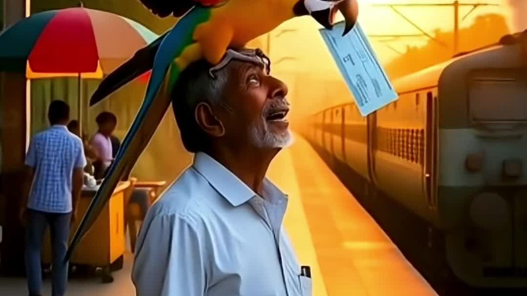 ⁣"तोते की मदद – रेलवे स्टेशन पर दिल छू लेने वाली कहानी #shorts #ai #story