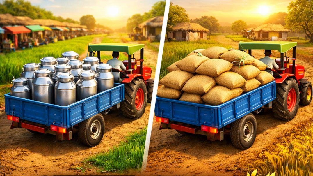 ⁣🥛🚜 दूध लेकर बाजार, अनाज लेकर घर! | Tractor–Trolley Village Life
