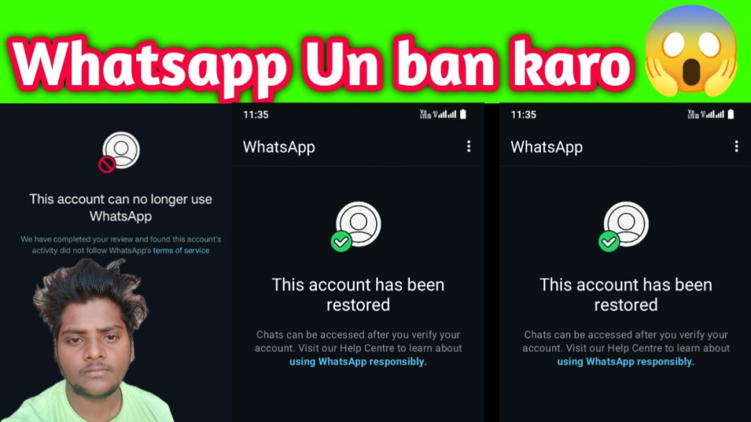 ⁣Whatsapp unbine kaise karen this account can longer use problem account problem theek kaise karen