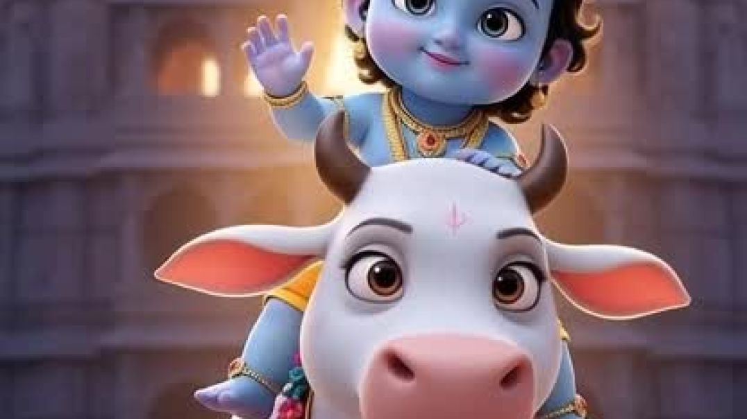 ⁣Bal Krishna Gaiya ke Saath Chal Rahe Hain | Cute Krishna Bhakti Shorts 💙🐄