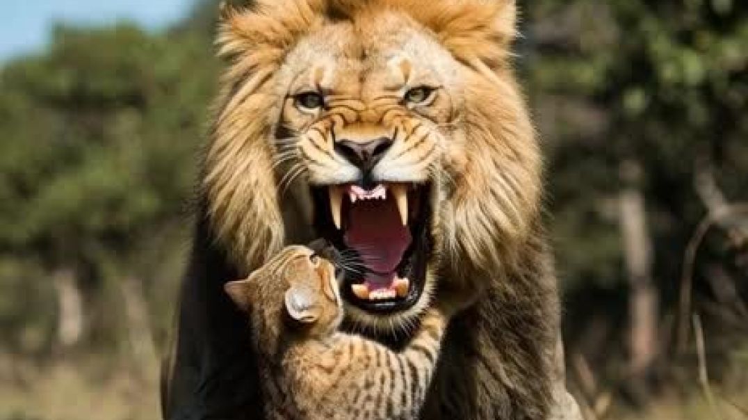 ⁣सेर ने किया बच्चे पर hamal😭