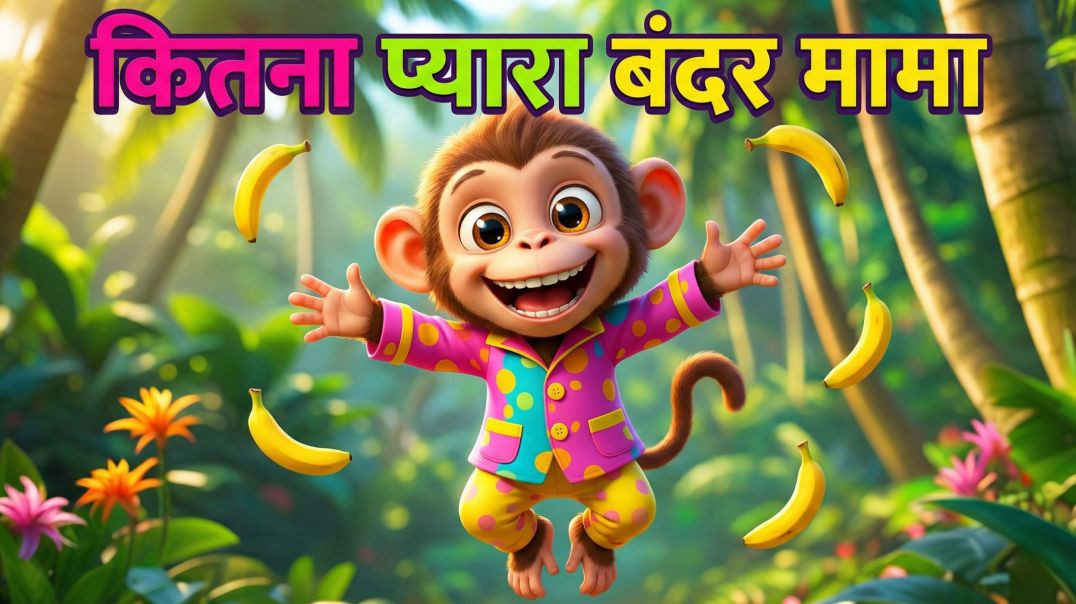⁣कितना प्यारा बंदर मामा | Bandar Mama Rhyme | Kids Hindi Rhymes