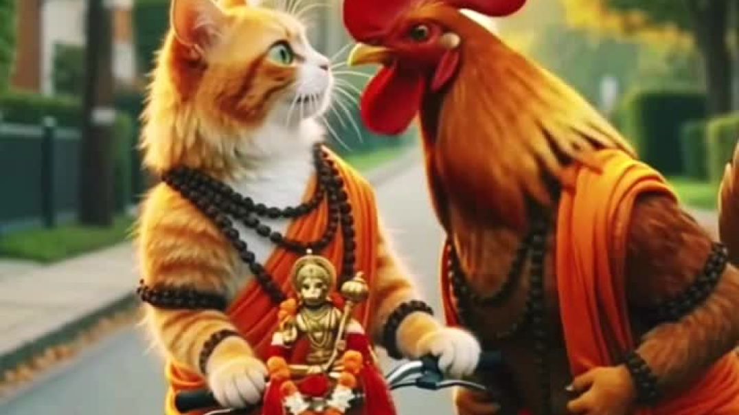 ⁣मुर्गा ओर बिल्ली की भक्ति