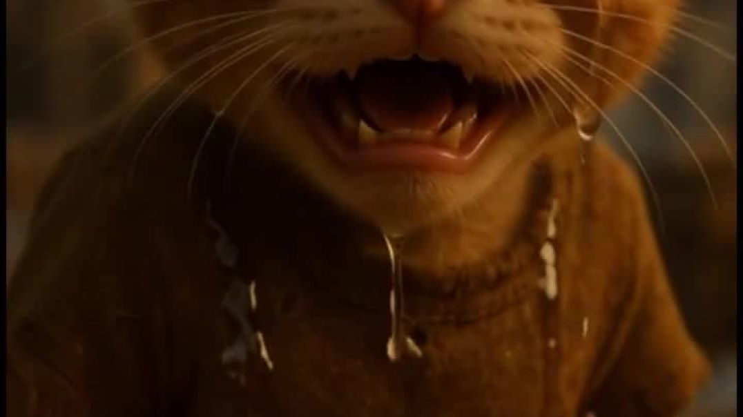 ⁣A poor baby cat worked hard for lolipop