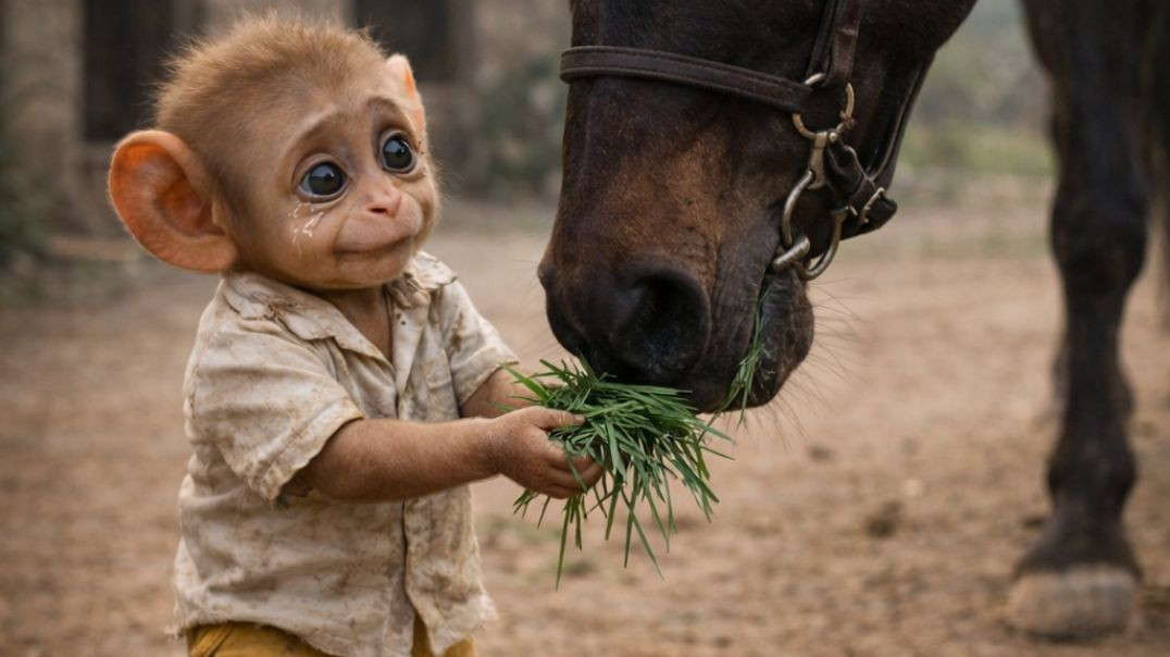 ⁣Baby Monkey rescue story emotional