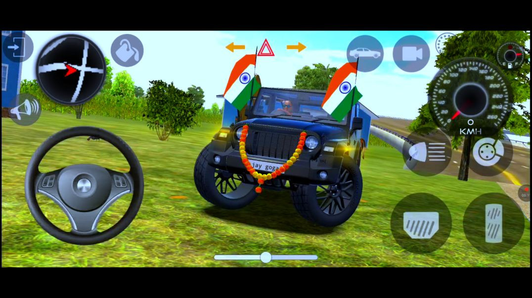 ⁣Mahindra Thar Lovers. Jai Veeru Song 🚗 indian car simulator 3d game...🔥 Red Mahindra thar modified