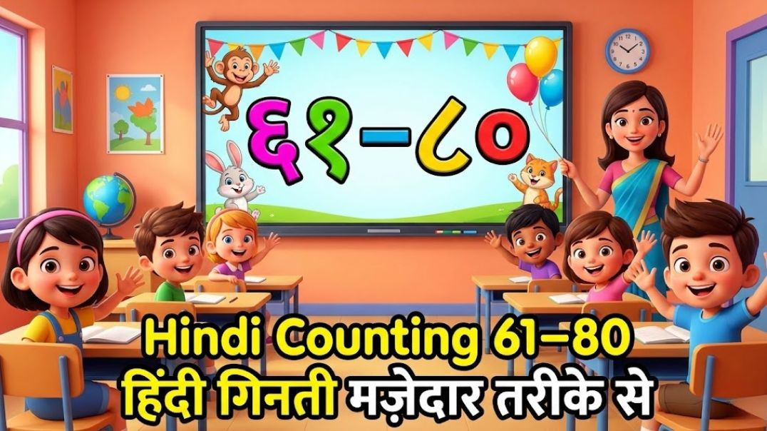 ⁣Hindi Counting 61–80 | हिंदी गिनती मज़ेदार तरीके से | Learn Numbers for Kids
