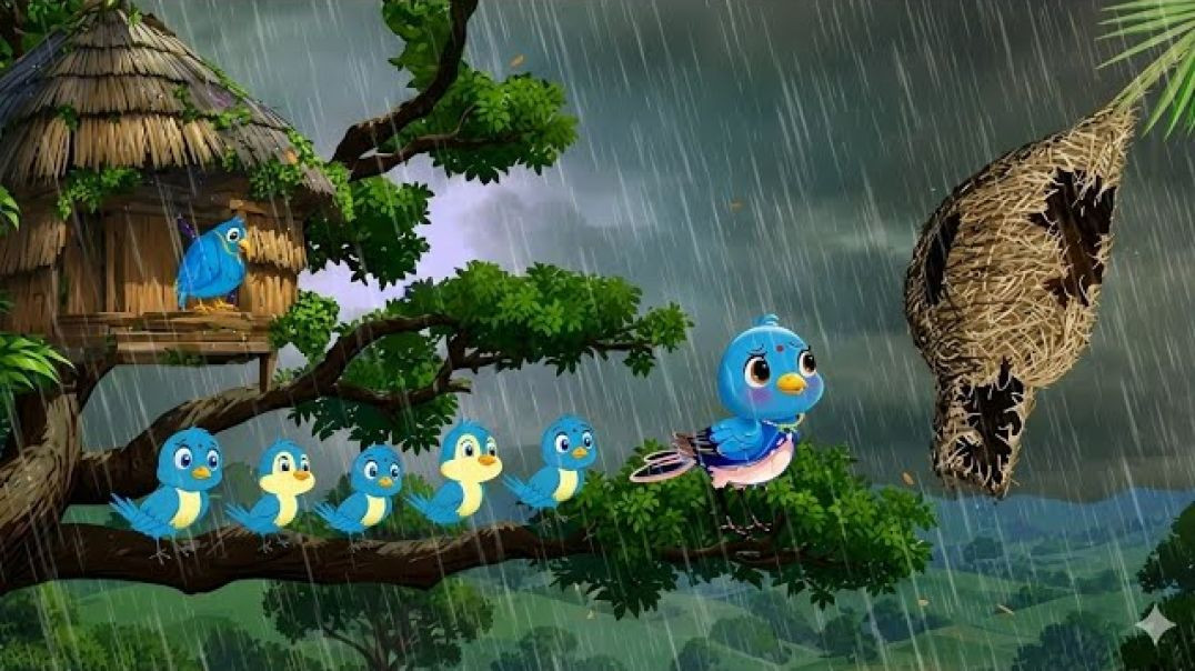 ⁣तेज बारिश में टूटा घोसला