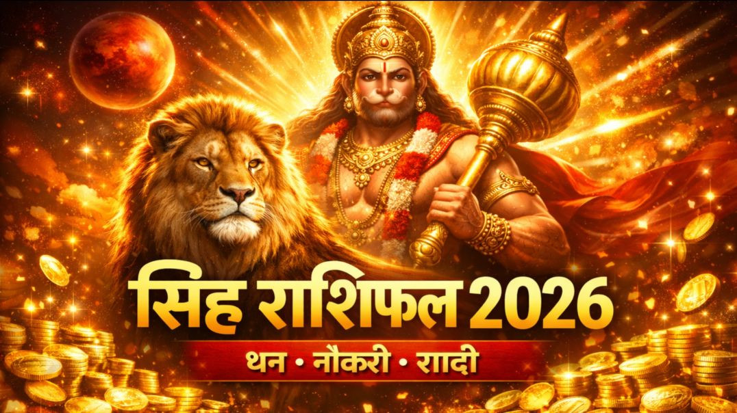 ⁣🦁🚩 सिंह राशिफल 2026: धन वर्षा, नौकरी–शादी की सौगात और हनुमान जी की विशेष कृपा ✨