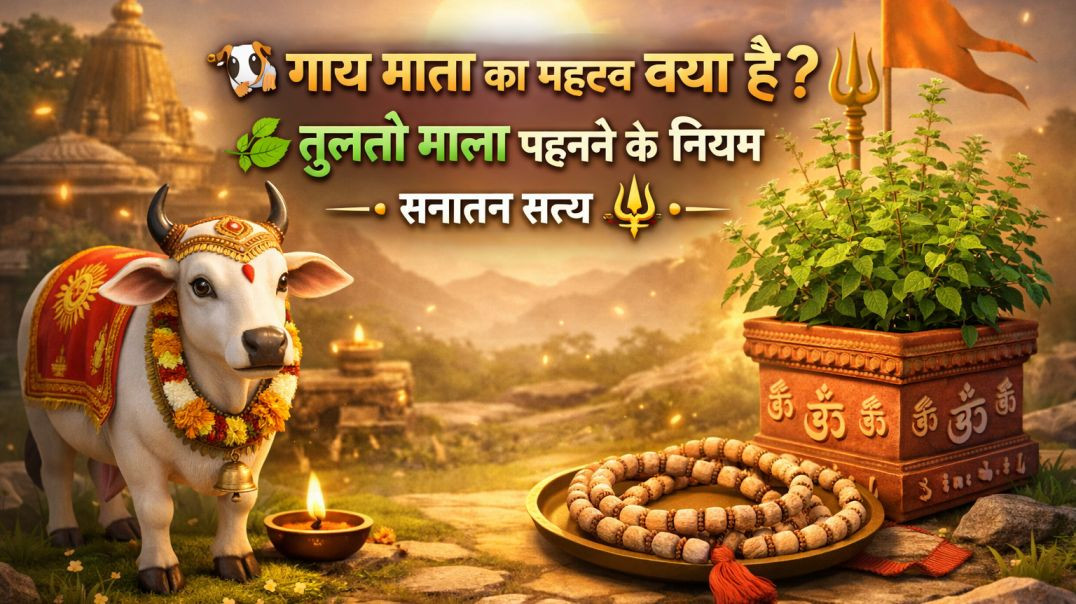 ⁣🐄🌿 हम गाय को माता क्यों मानते हैं? | तुलसी माला पहनने के नियमGay ko Gau Mata kyon Mana jata hai