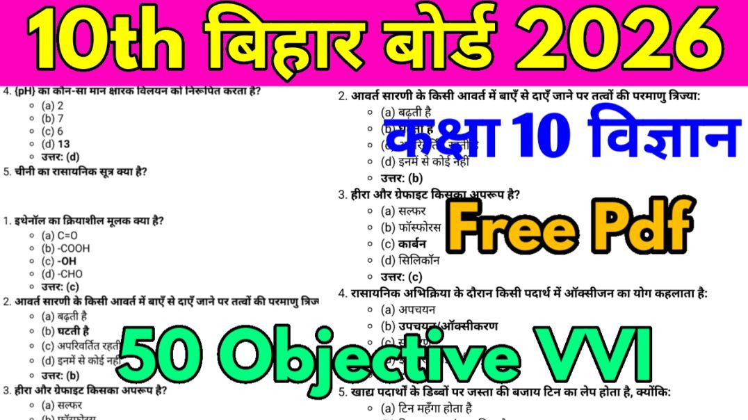 Science objective vvi class 10th