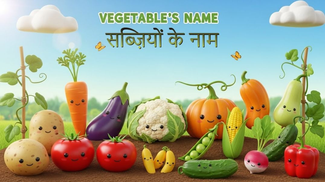 ⁣Learn Vegetables Names | सब्ज़ियों के नाम हिंदी & English में | Fun for Kids